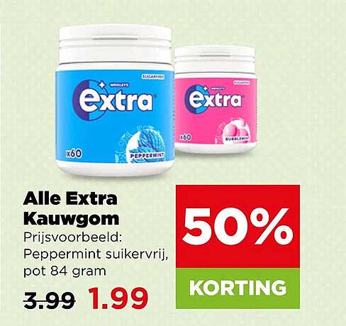Alle Extra Kauwgom 50% KORTING
