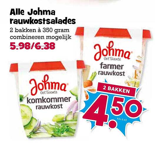 Alle Johma rauwkostsalades 2 bakken à 350 gram combineren mogelijk 2 BAKKEN