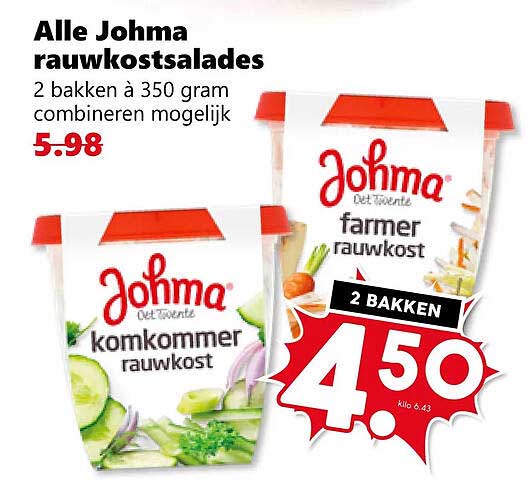 Alle Johma rauwkostsalades 2 bakken à 350 gram combineren mogelijk