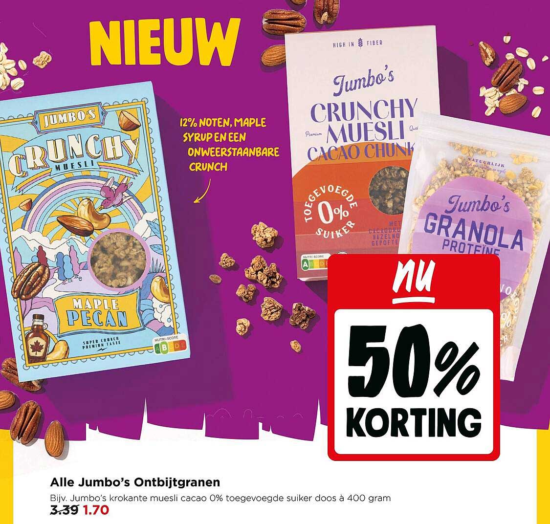 Alle Jumbo’s Ontbijtgranen 50% korting