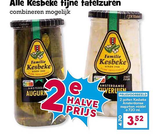 Alle Kesbeke fijne tafelzuren combineren mogelijk 2e halve prijs
