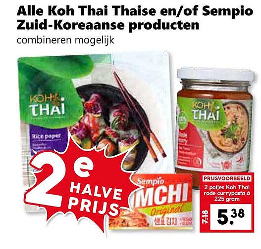 Alle Koh Thai Thaise en/of Sempio Zuid-Koreaanse producten combineren mogelijk 2e halve prijs