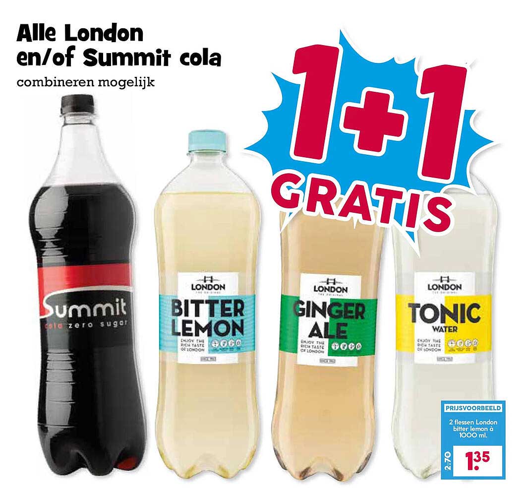 Alle London en/of Summit cola combineren mogelijk 1+1 GRATIS