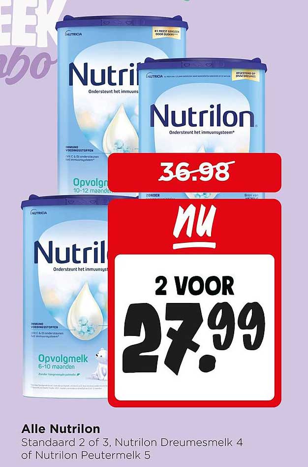 Alle Nutrilon Standaard 2 of 3, Nutrilon Dreumesmelk 4 of Nutrilon Peutermelk 5 2 VOOR 27.99