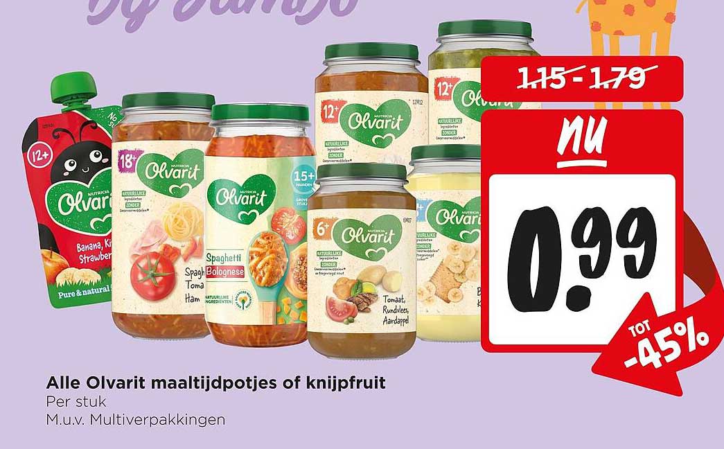Alle Olvarit maaltijdpotjes of knijpfruit
