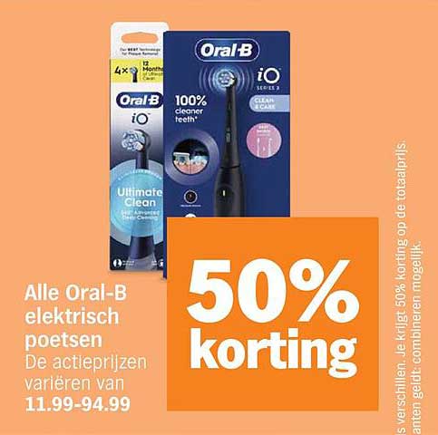 Alle Oral-B elektrisch poetsen 50% korting