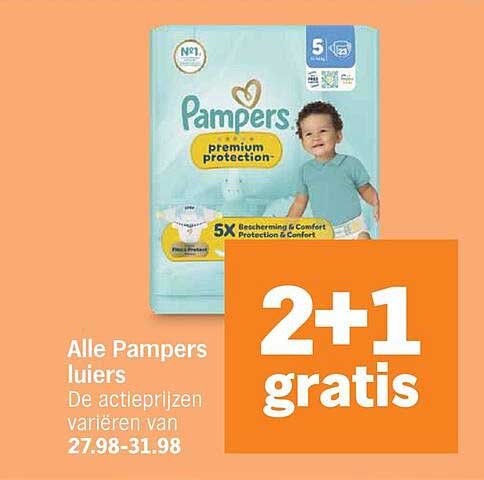 Alle Pampers luiers 2+1 gratis