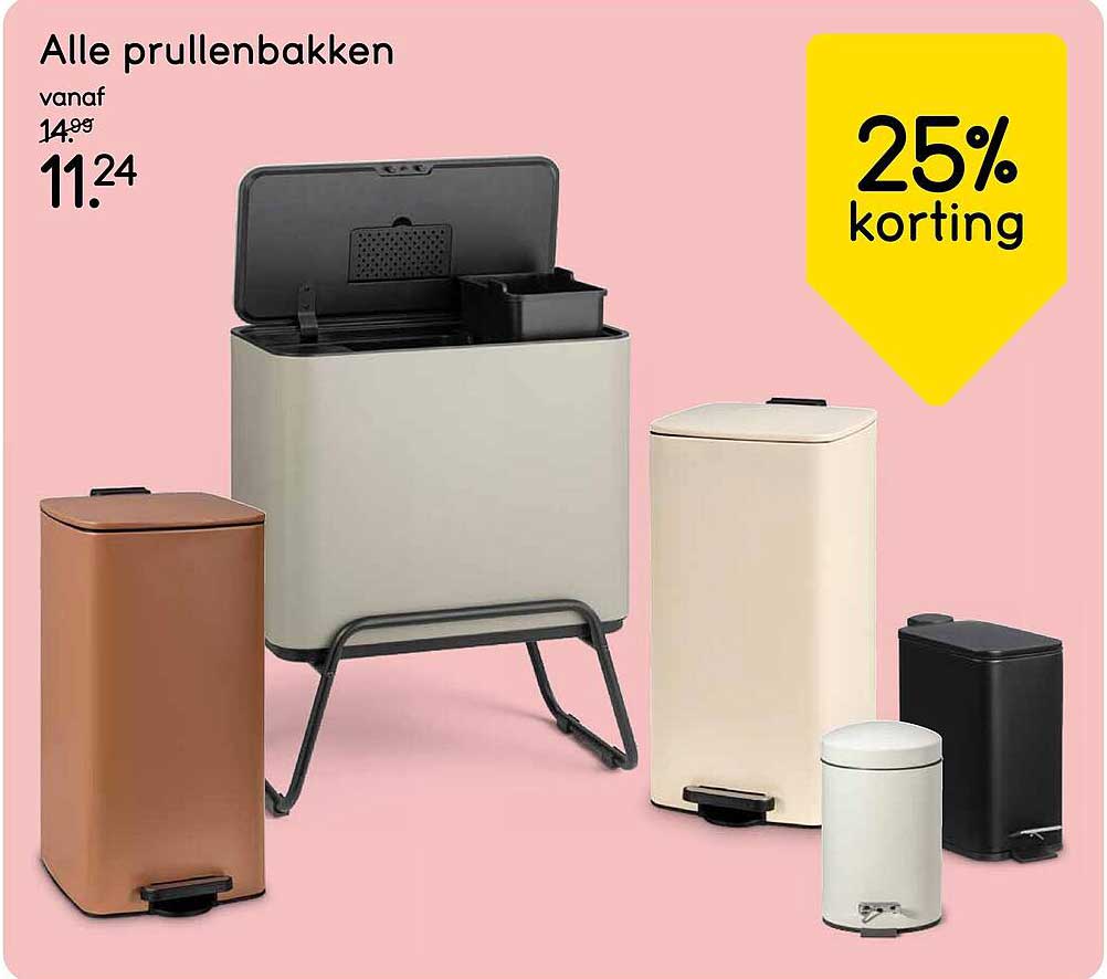 Alle prullenbakken 25% korting