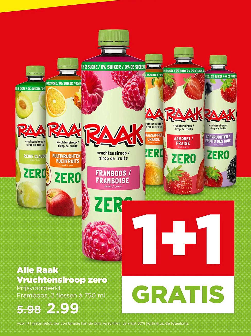 Alle Raak Vruchtensiroop zero 1+1 gratis