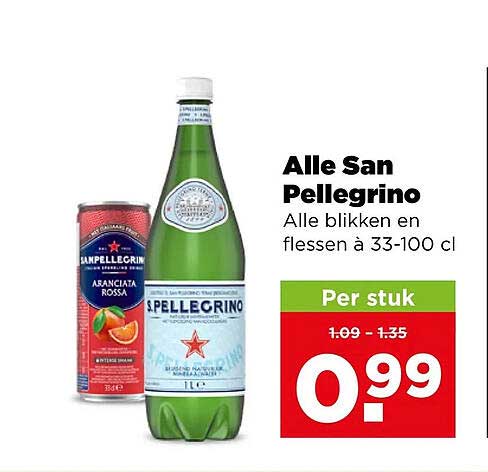 Alle San Pellegrino Alle blikken en flessen à 33-100 cl
