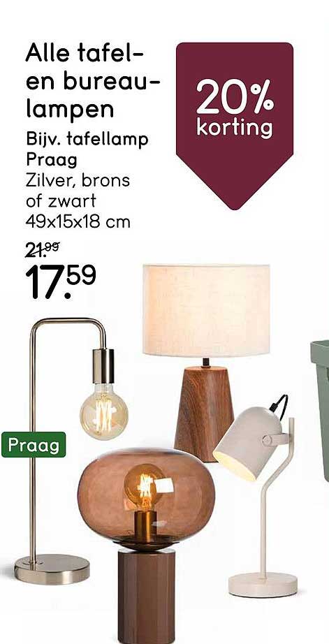 Alle tafel- en bureau-lampen 20% korting