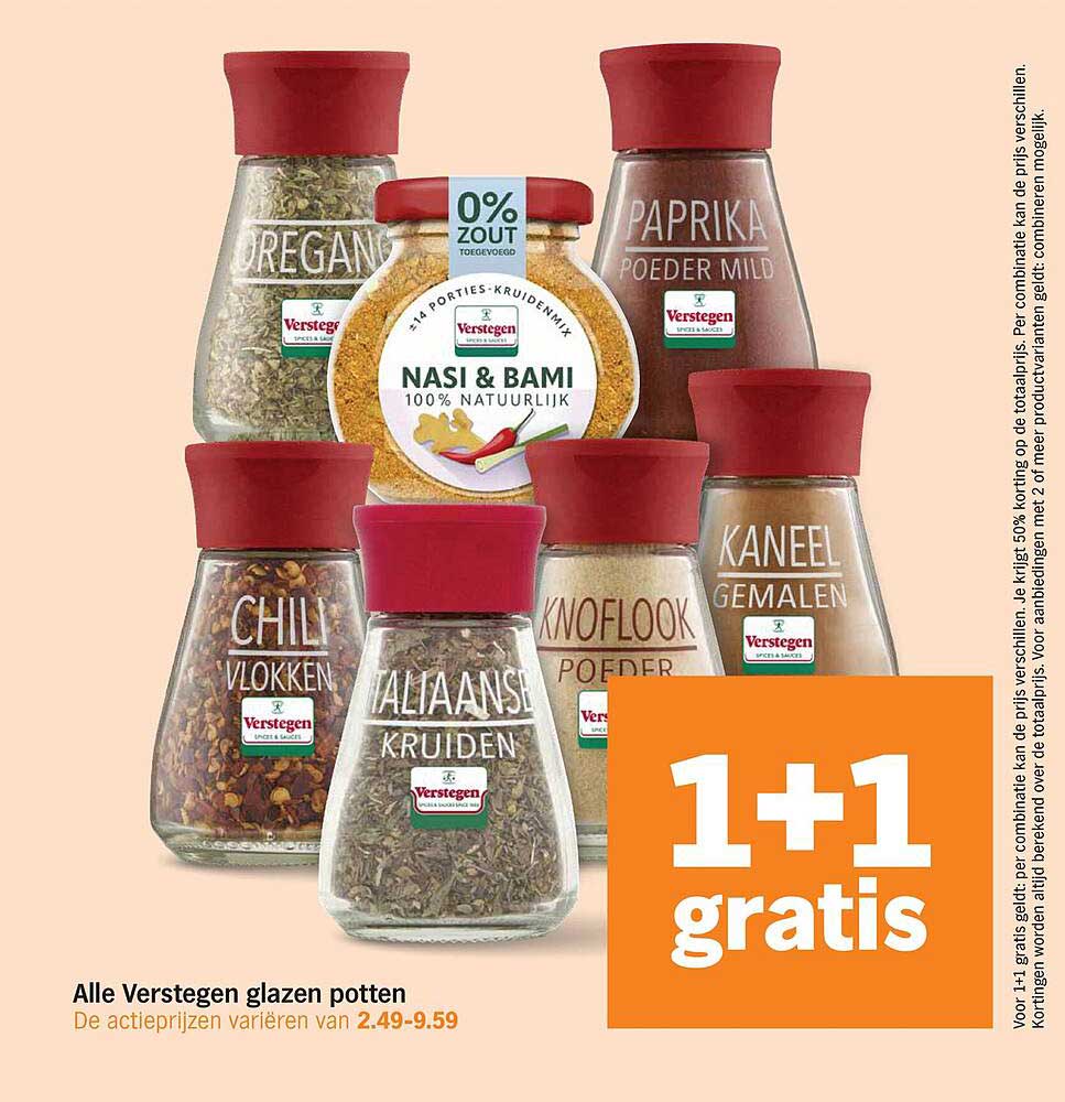 Alle Verstegen glazen potten 1+1 gratis