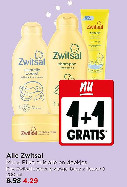 Alle Zwitsal M.u.v. Rijke huidolie en doekjes Bijv. Zwitsal zeepvrije wasgel baby 2 flessen à 200 ml 1+1 GRATIS