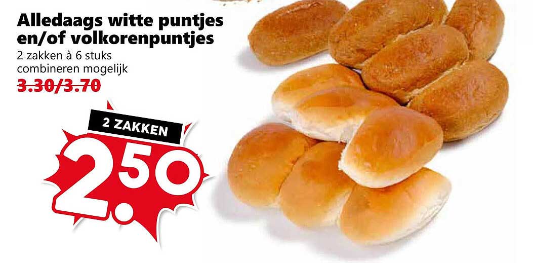 Alledaags witte puntjes en/of volkorenpuntjes 2 zakken