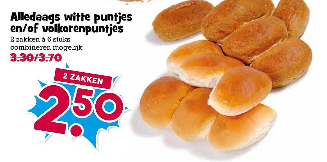 Alledaags witte puntjes en/of volkorenpuntjes