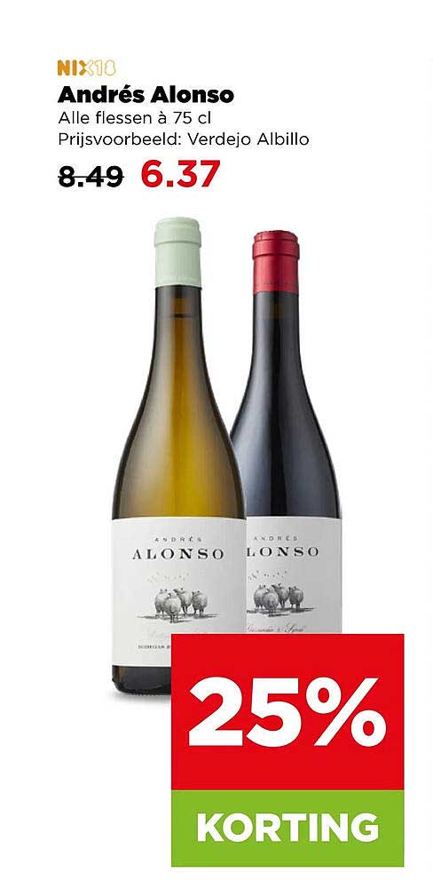 Andrés Alonso Alle flessen a 75 cl Prijsvoorbeeld: Verdejo Albillo 25% KORTING
