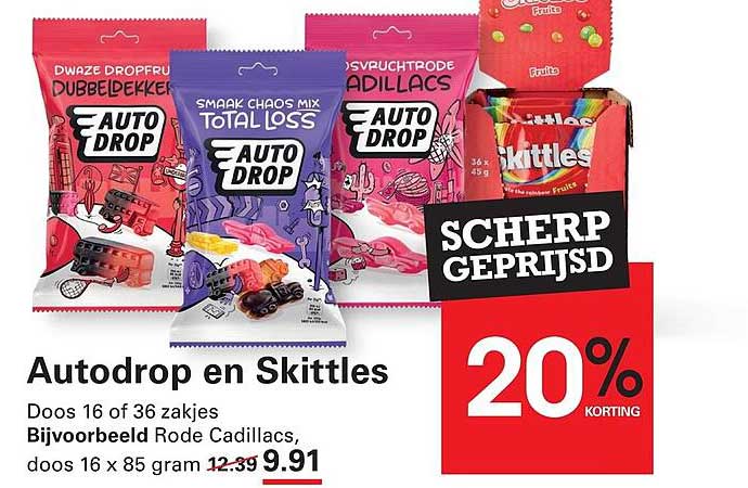 Autodrop en Skittles