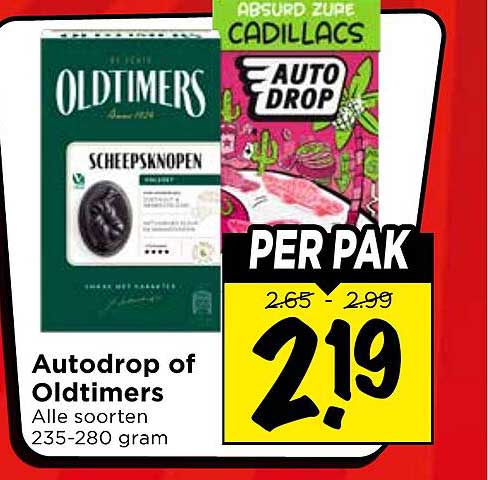 Autodrop of Oldtimers Alle soorten 235-280 gram PER PAK