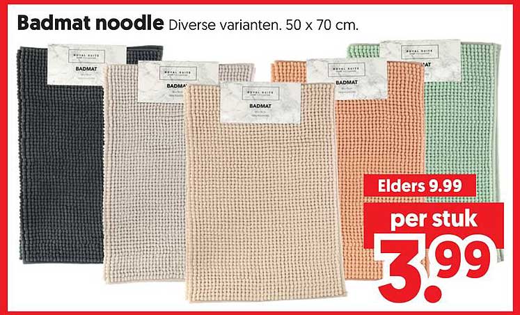 Badmat noodle Diverse varianten. 50 x 70 cm.