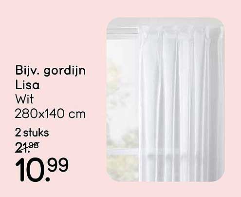Bijv. gordijn Lisa Wit 280x140 cm 2 stuks