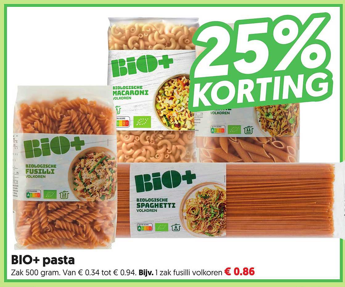 BIO+ pasta 25% KORTING