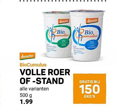 BioCumulus VOLLE ROER OF -STAND alle varianten 500 g GRATIS BIJ 150 EKO'S