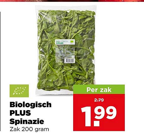 Biologisch PLUS Spinazie Zak 200 gram