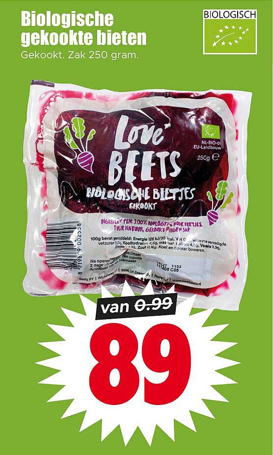 Biologische gekookte bieten