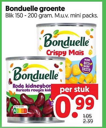 Bonduelle groente Blik 150 - 200 gram. M.u.v. mini packs.