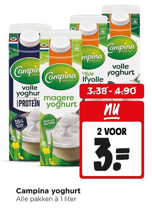 Campina yoghurt Alle pakken à 1 liter