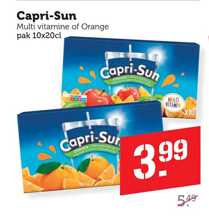 Capri-Sun Multi vitamine of Orange pak 10x20cl