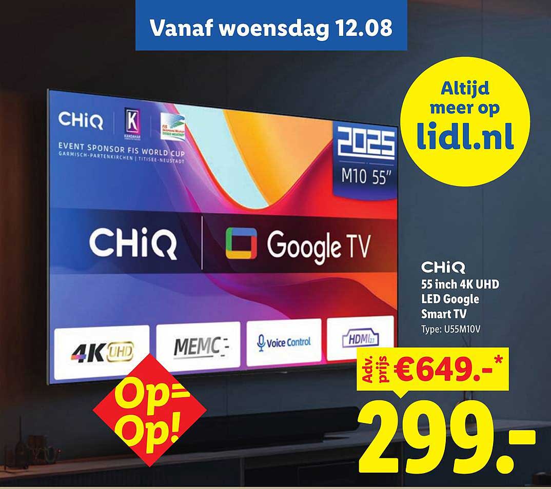 CHiQ 55 inch 4K UHD LED Google Smart TV Type: U55M10V Op=Op!