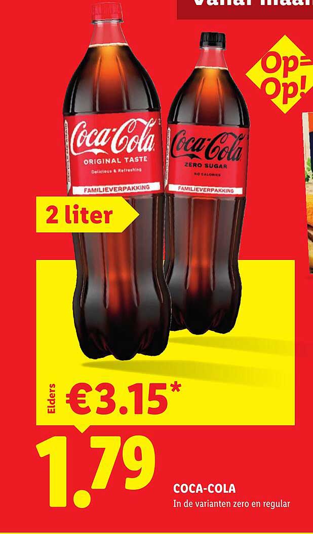 COCA-COLA In de varianten zero en regular 2 liter Op=Op!