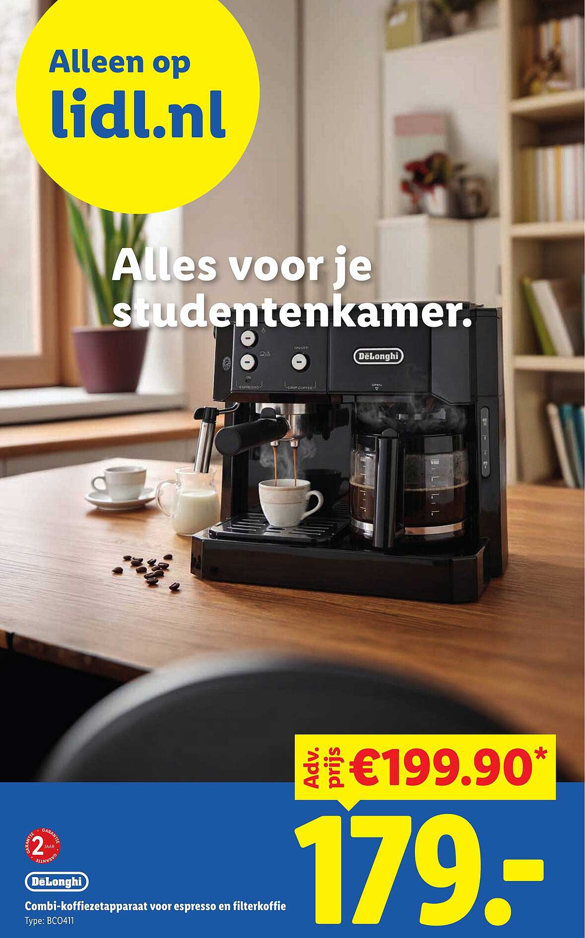 Combi-koffiezetapparaat voor espresso en filterkoffie Type: BCO411