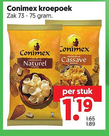 Conimex kroepoek Zak 73 - 75 gram. per stuk