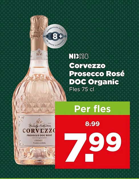 Corvezzo Prosecco Rosé DOC Organic Fles 75 cl