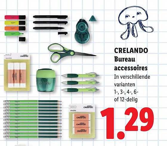 CRELANDO Bureau accessoires In verschillende varianten 1-, 3-, 4-, 6- of 12-delig