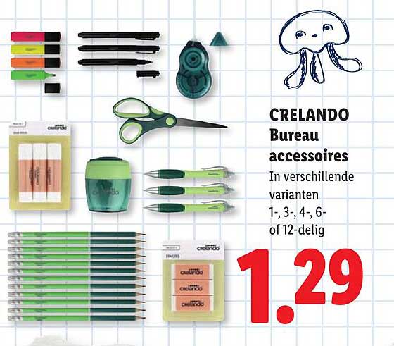 CRELANDO Bureau accessoires In verschillende varianten 1-, 3-, 4-, 6- of 12-delig