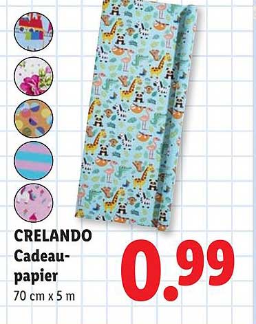 CRELANDO Cadeau-papier 70 cm x 5 m