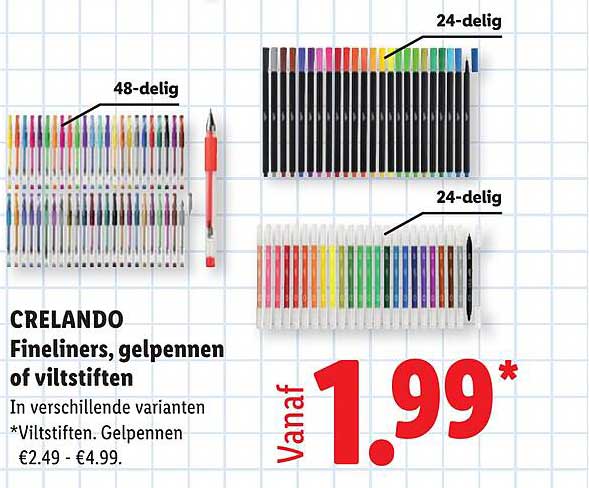 CRELANDO Fineliners, gelpennen of viltstiften