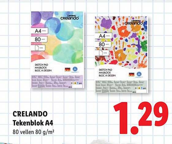 CRELANDO Tekenblok A4 80 vellen 80 g/m²