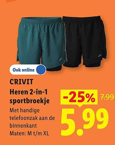 CRIVIT Heren 2-in-1 sportbroekje