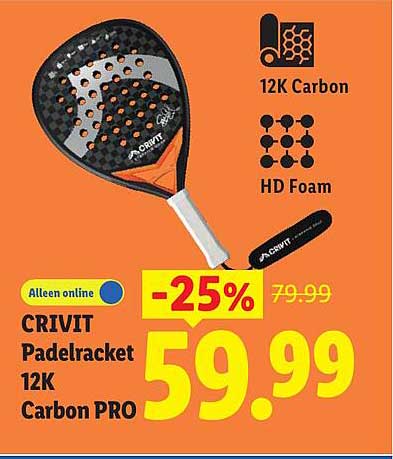 CRIVIT Padelracket 12K Carbon PRO -25%
