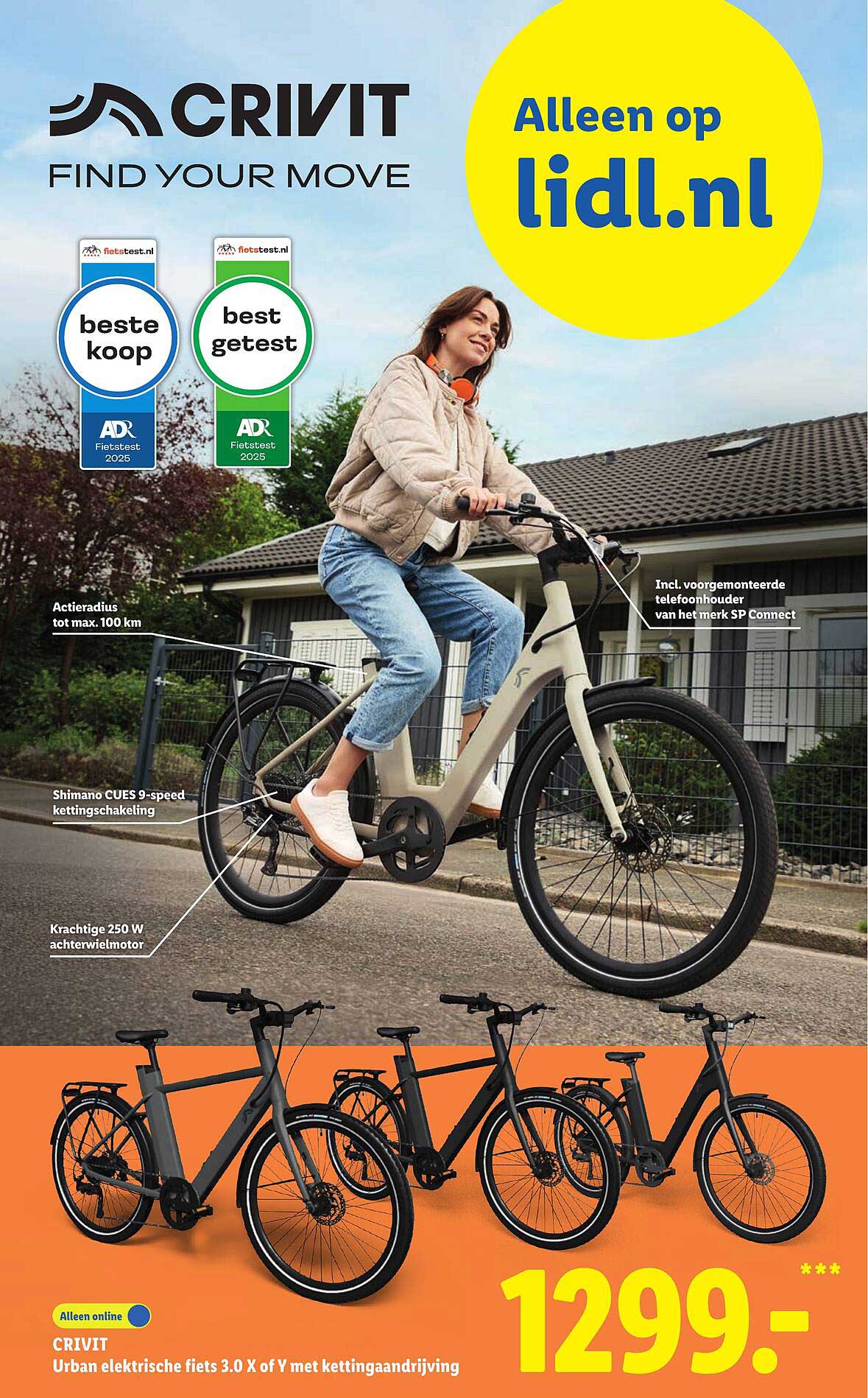 CRIVIT Urban elektrische fiets 3.0 X of Y met kettingaandrijving