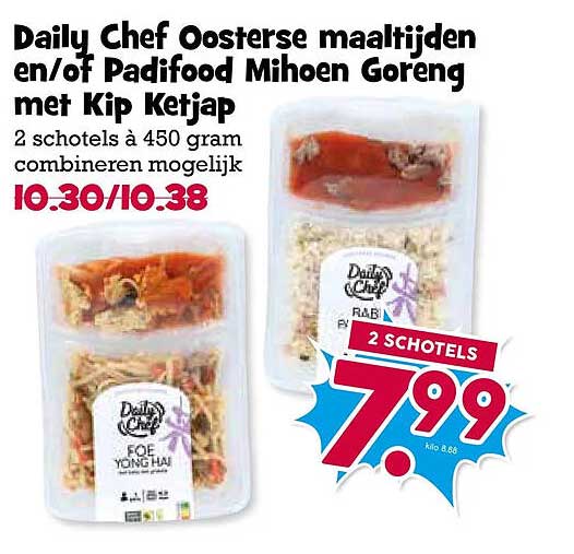 Daily Chef Oosterse maaltijden en/of Padifood Mihoen Goreng met Kip Ketjap 2 schotels