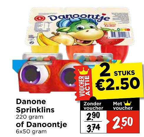 Danone Sprinklins 220 gram of Danootje 6x50 gram 2 stuks