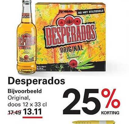 Desperados Bijvoorbeeld Original, doos 12 x 33 cl 25% KORTING