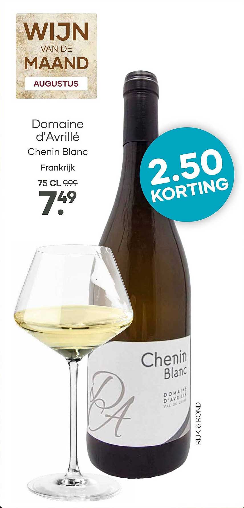 Domaine d'Avrillé Chenin Blanc Frankrijk 75 CL 2.50 KORTING