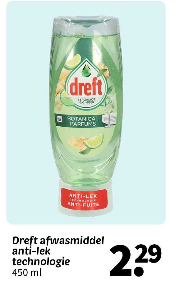Dreft afwasmiddel anti-lek technologie