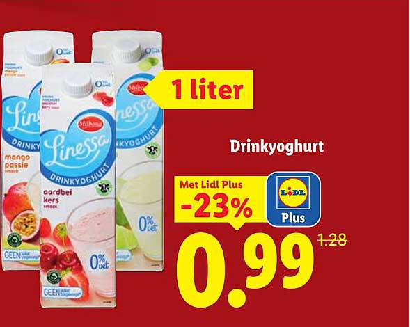 Drinkyoghurt 1 liter Met Lidl Plus -23%